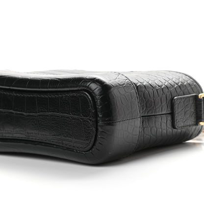 Chanel Calfskin Crocodile Embossed Small Gabrielle Cocodile Hobo Black 9 of 9