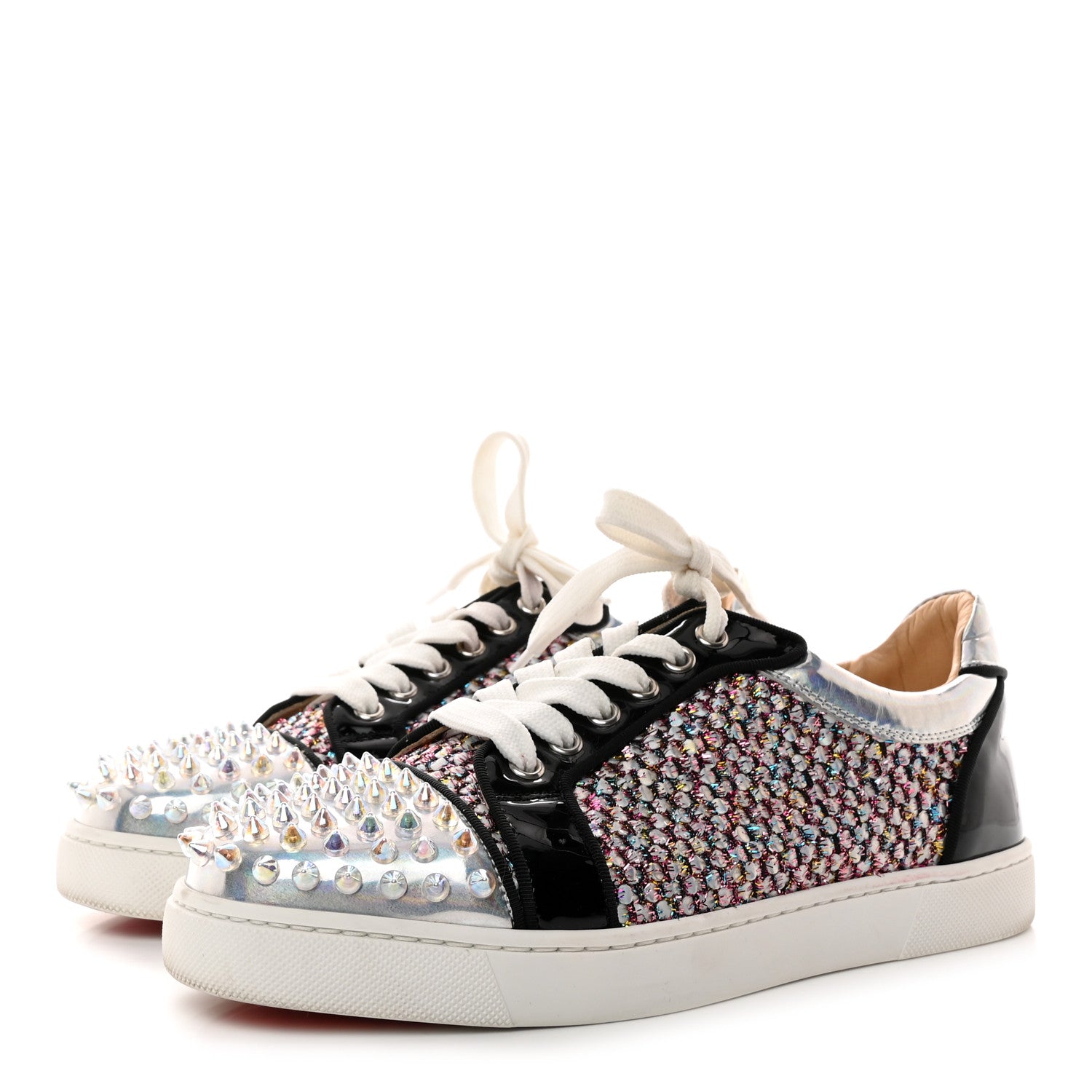 Christian Louboutin Patent Womens Vieira Spiked Flat Comete Sneakers 38.5 Multicolor 3 of 8