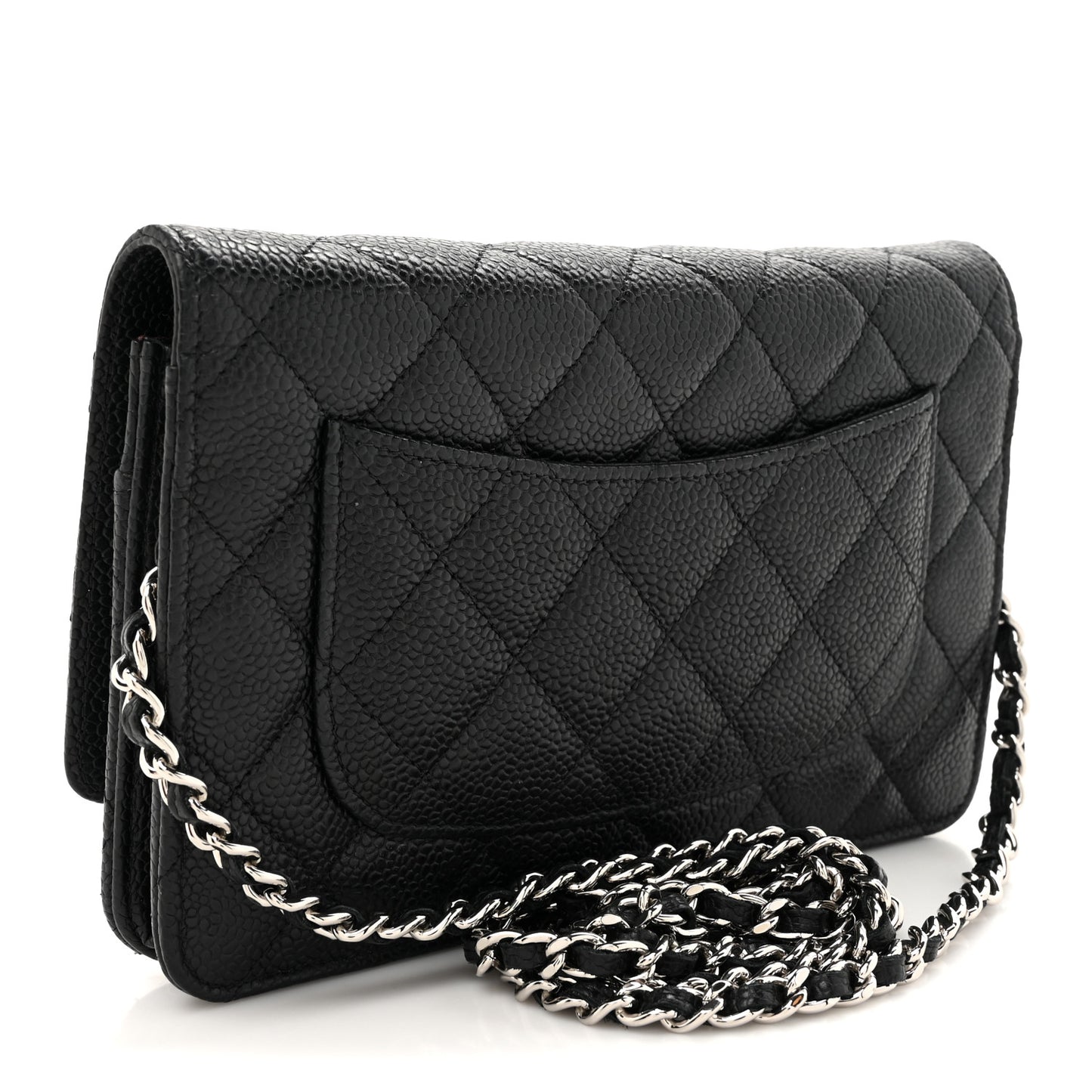 Caviar Quilted Wallet on Chain WOC Black