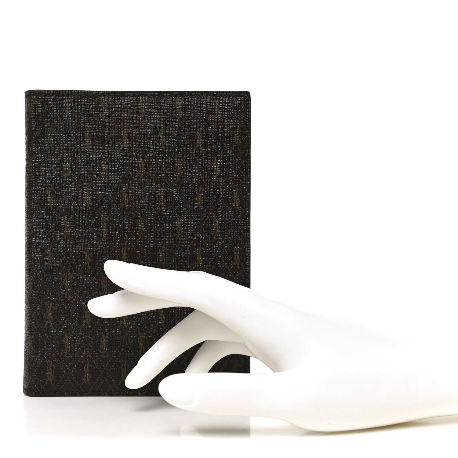 Saint Laurent Classic Toile Monogram A6 Agenda Sleeve Chocolate Kaki 2 of 6