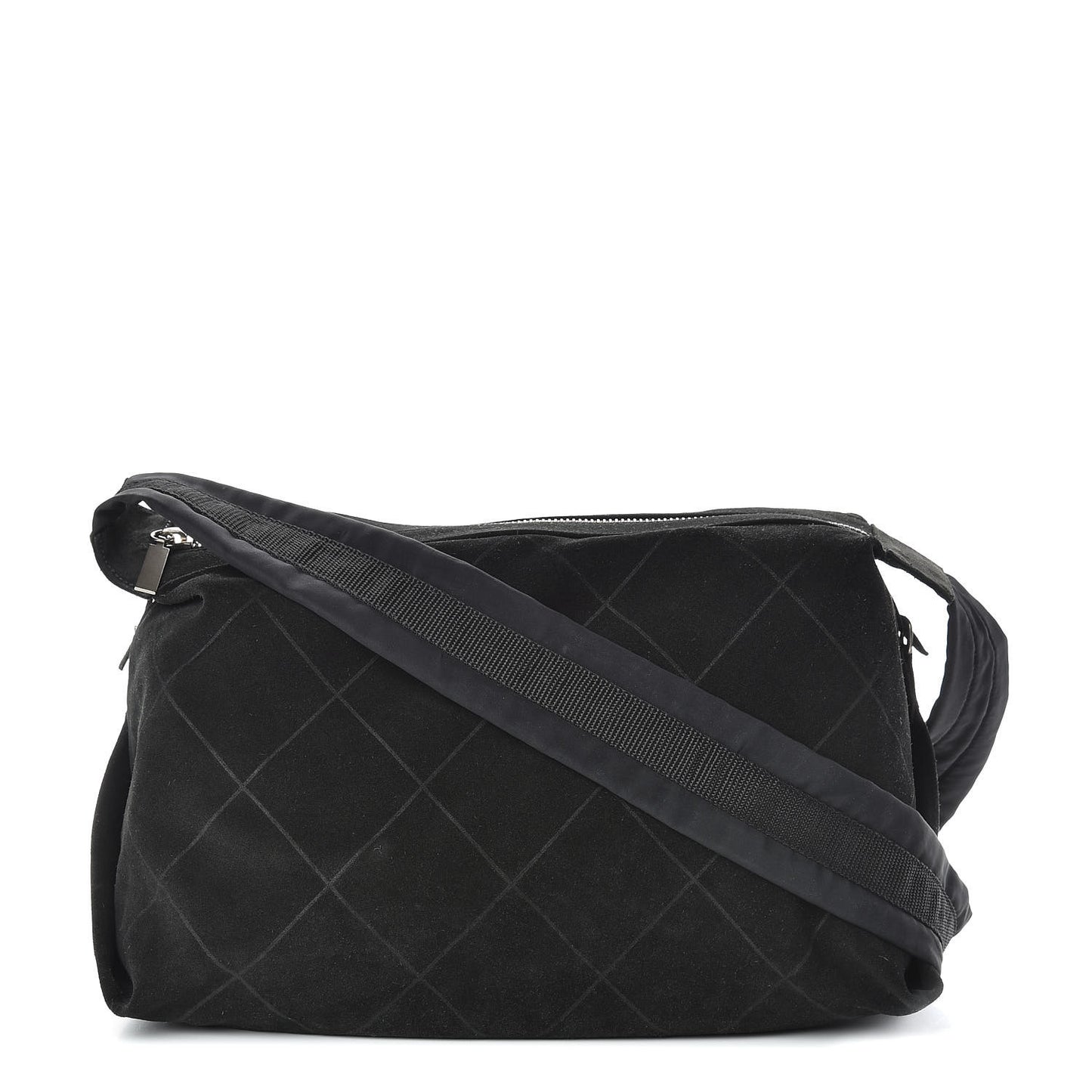 Suede Stitched Messenger Black