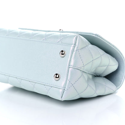 Chanel Iridescent Caviar Quilted Mini Coco Handle Flap Light Blue 9 of 10