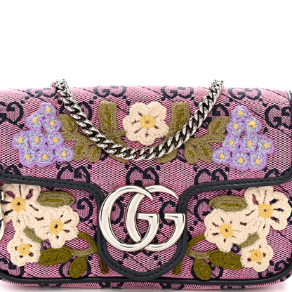 Gucci Monogram Multicolor Matelasse Diagonal Floral Embroidered Super Mini GG Marmont Shoulder Bag Pink Blue Ivory Green Lilac 8 of 10