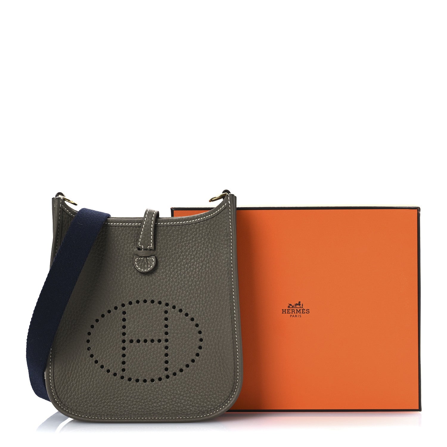 Hermes Taurillon Clemence Amazone Evelyne TPM Etoupe Bleu Indigo 13 of 13