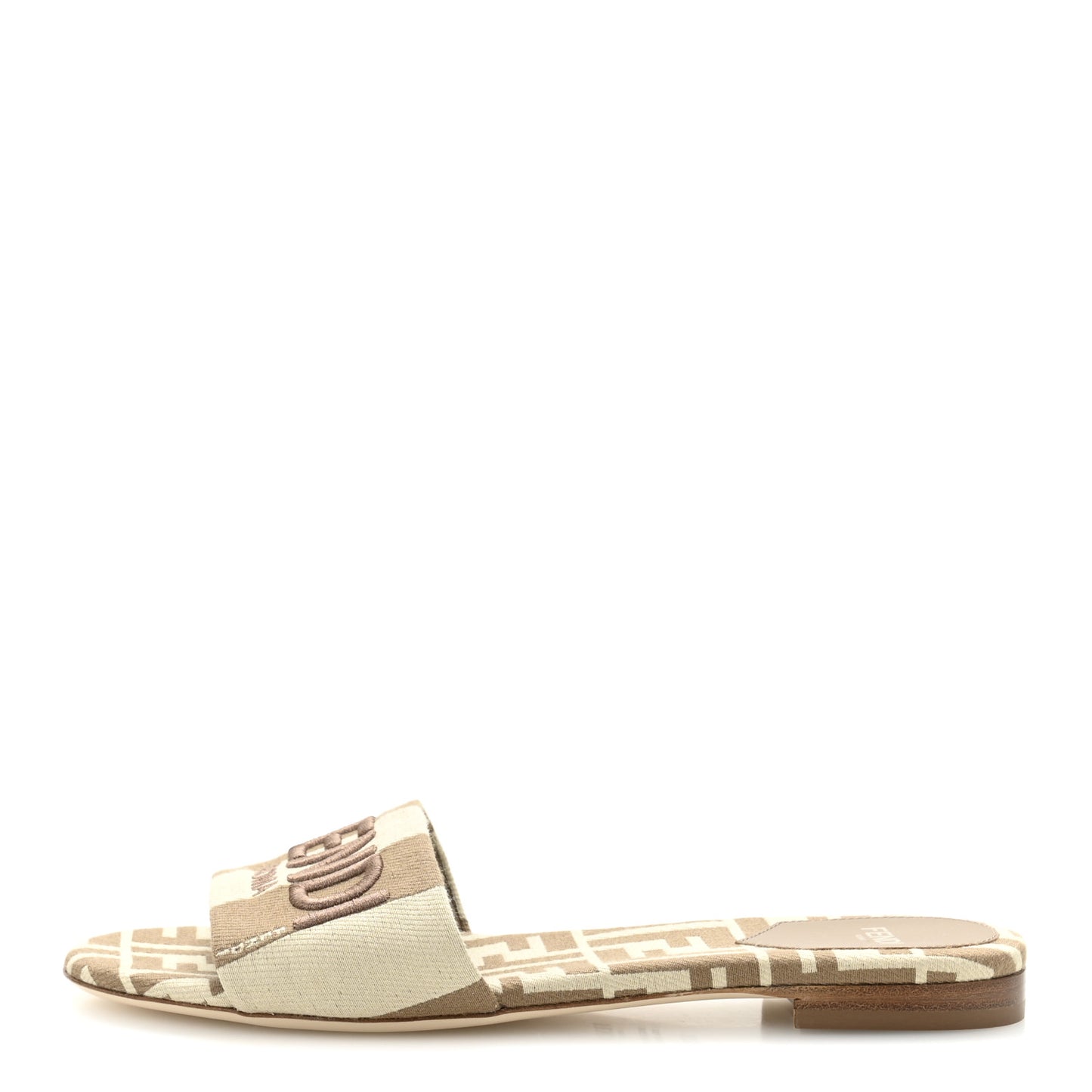 Woven Jacquard Logo Flat Slide Sandals 37 Black Sand 37.5 Beige Sand