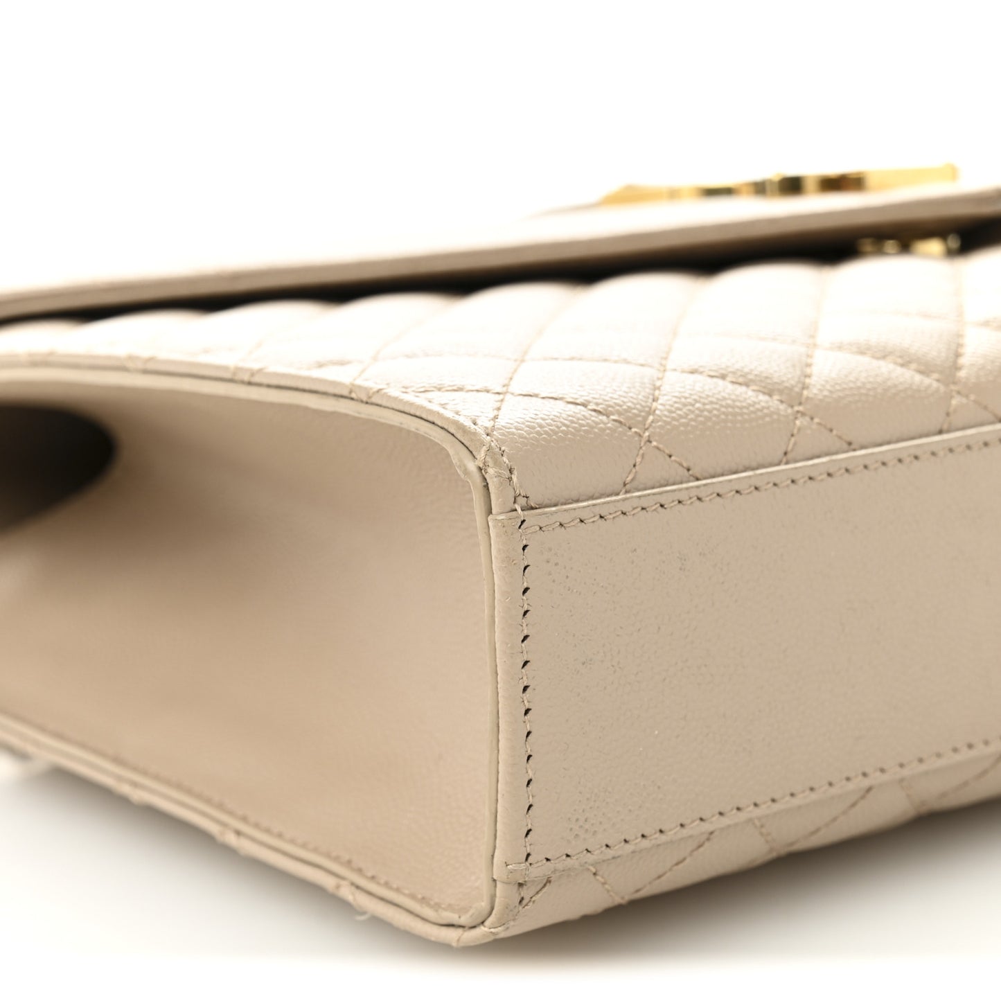 Grain De Poudre Mixed Matelasse Large Triquilt Monogram Satchel Dark Beige