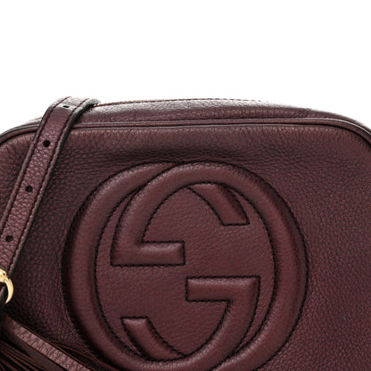 Gucci Metallic Pebbled Calfskin Small Soho Disco Bag Burgundy 7 of 17