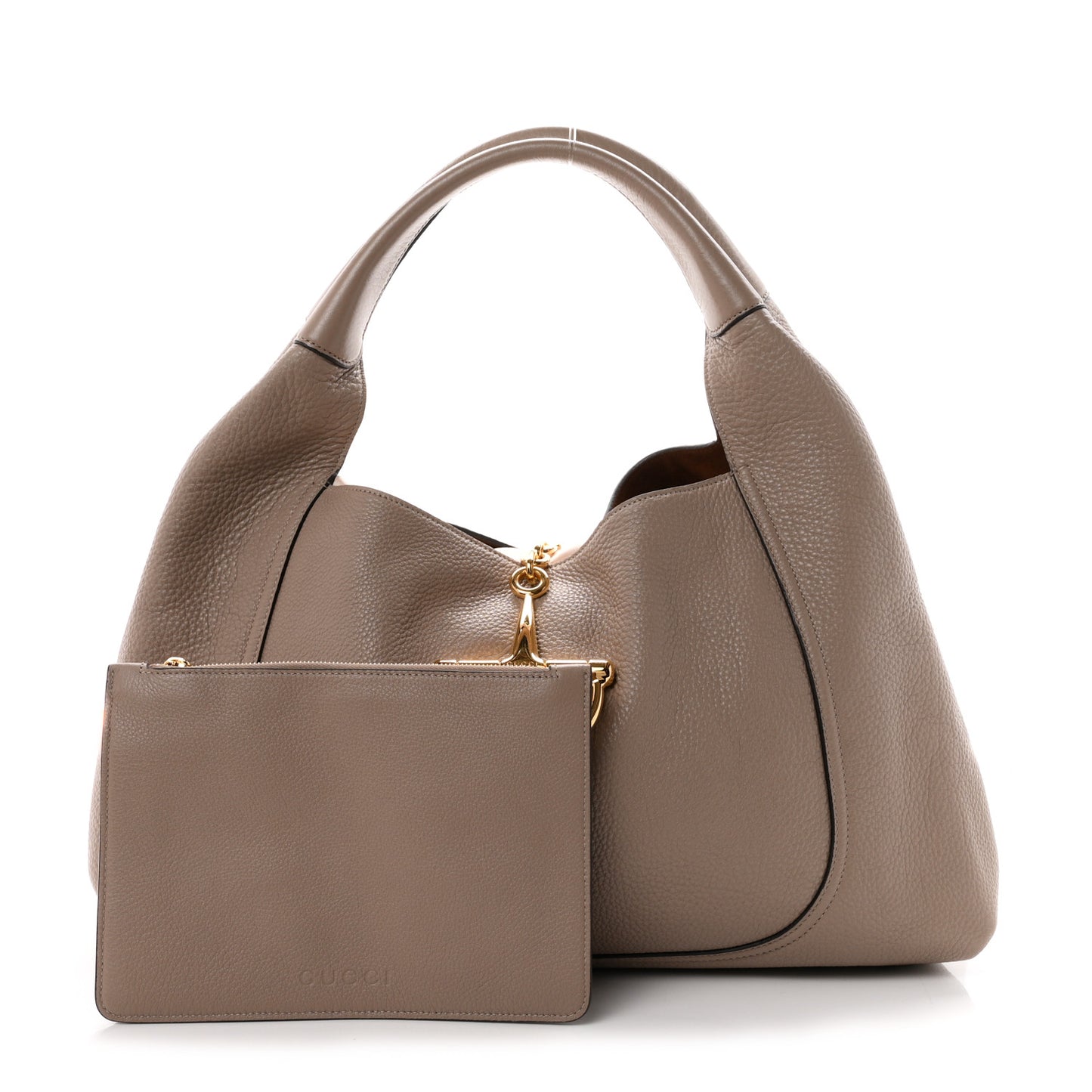 Grained Calfskin Softbit Maxi Shoulder Bag Taupe