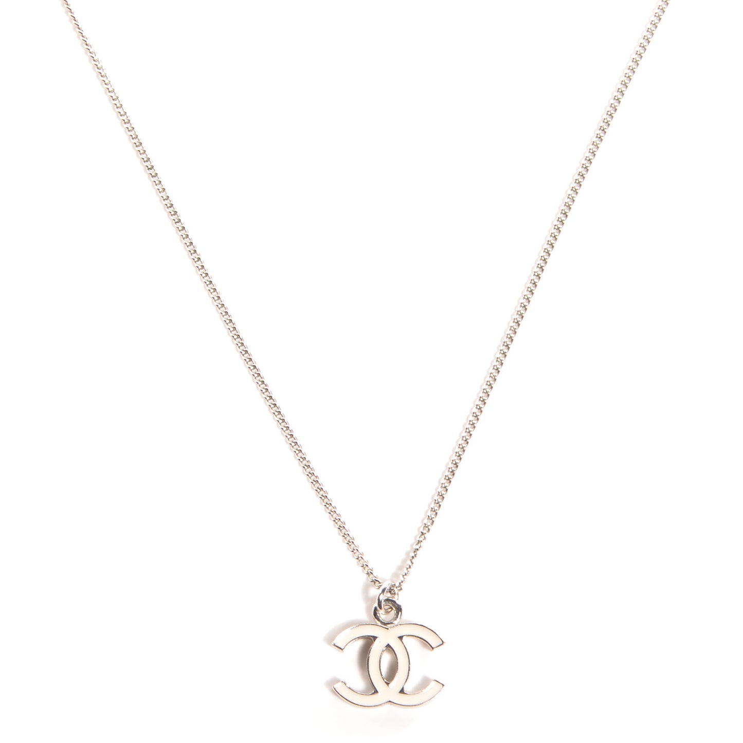 Enamel CC Necklace White