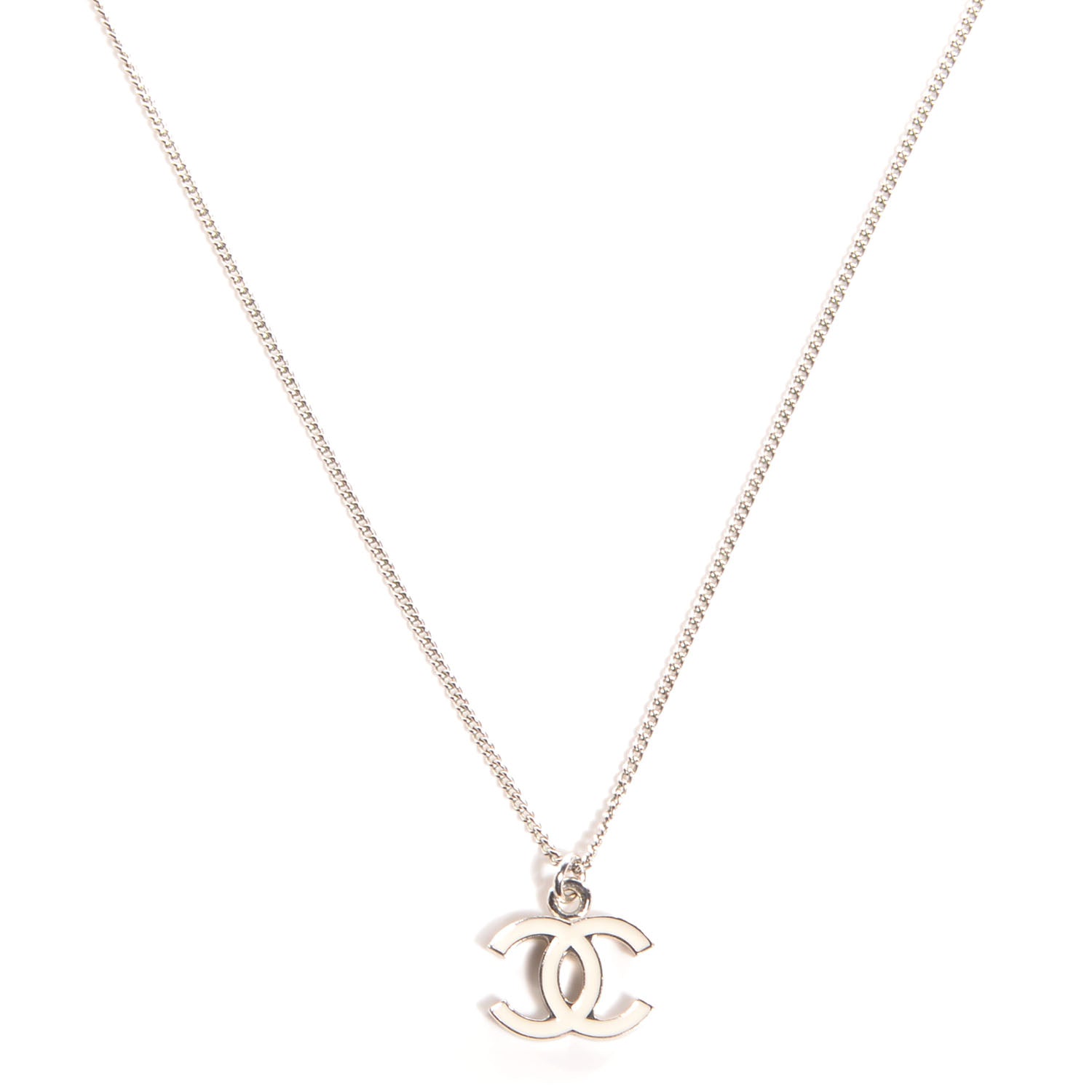 Chanel Enamel CC Necklace White 1 of 6