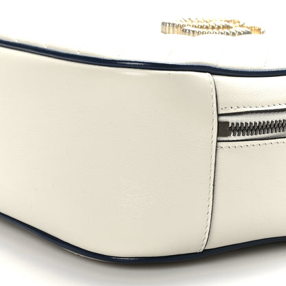 Gucci Vintage Effect Calfskin Matelasse Diagonal Small Torchon GG Marmont Bamboo Top Handle Shoulder Bag Mystic White Blue Agata 9 of 10