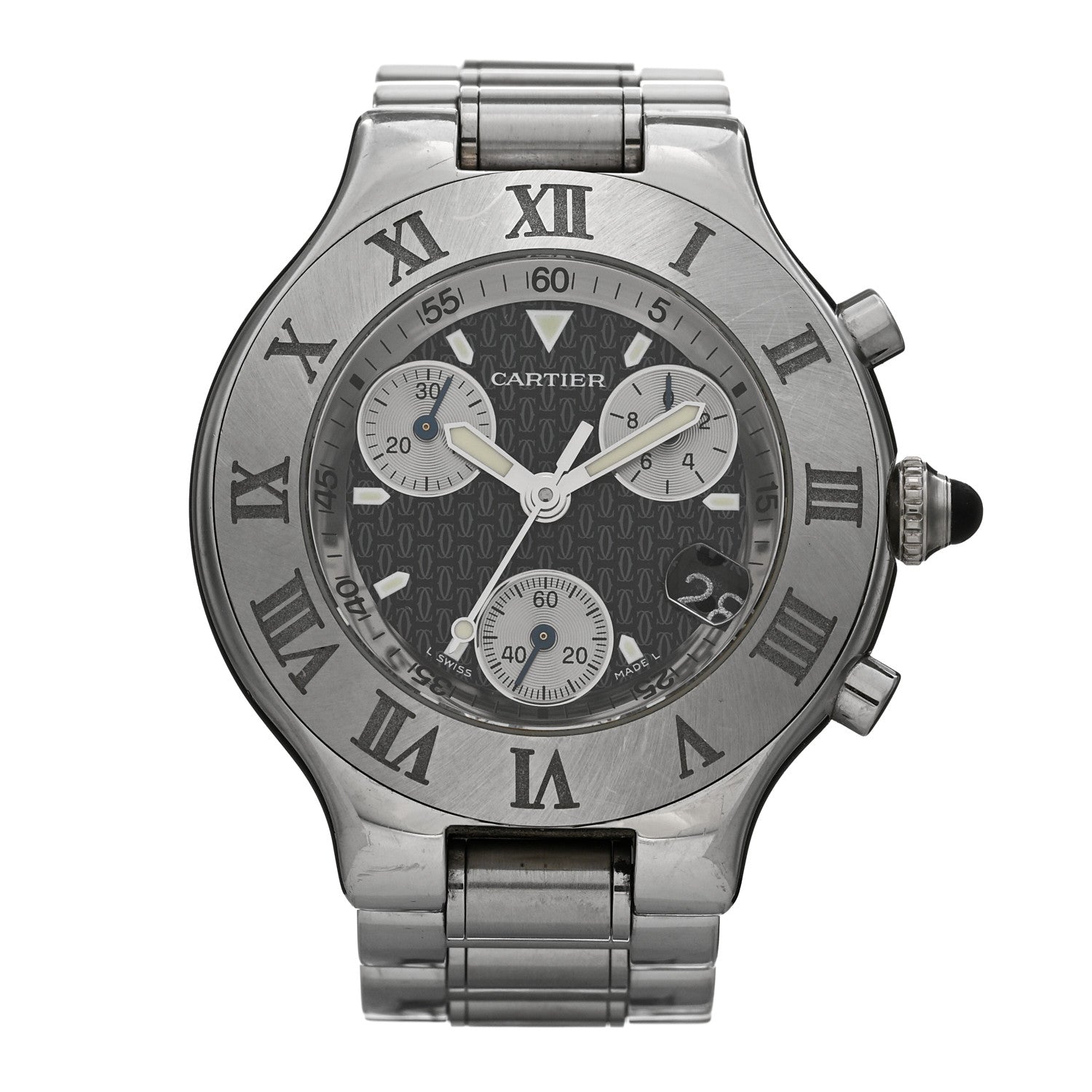 Cartier Stainless Steel 38mm Must de 21 Chronoscaph Quartz Watch Black 1 of 4