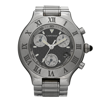 Cartier Stainless Steel 38mm Must de 21 Chronoscaph Quartz Watch Black 1 of 4
