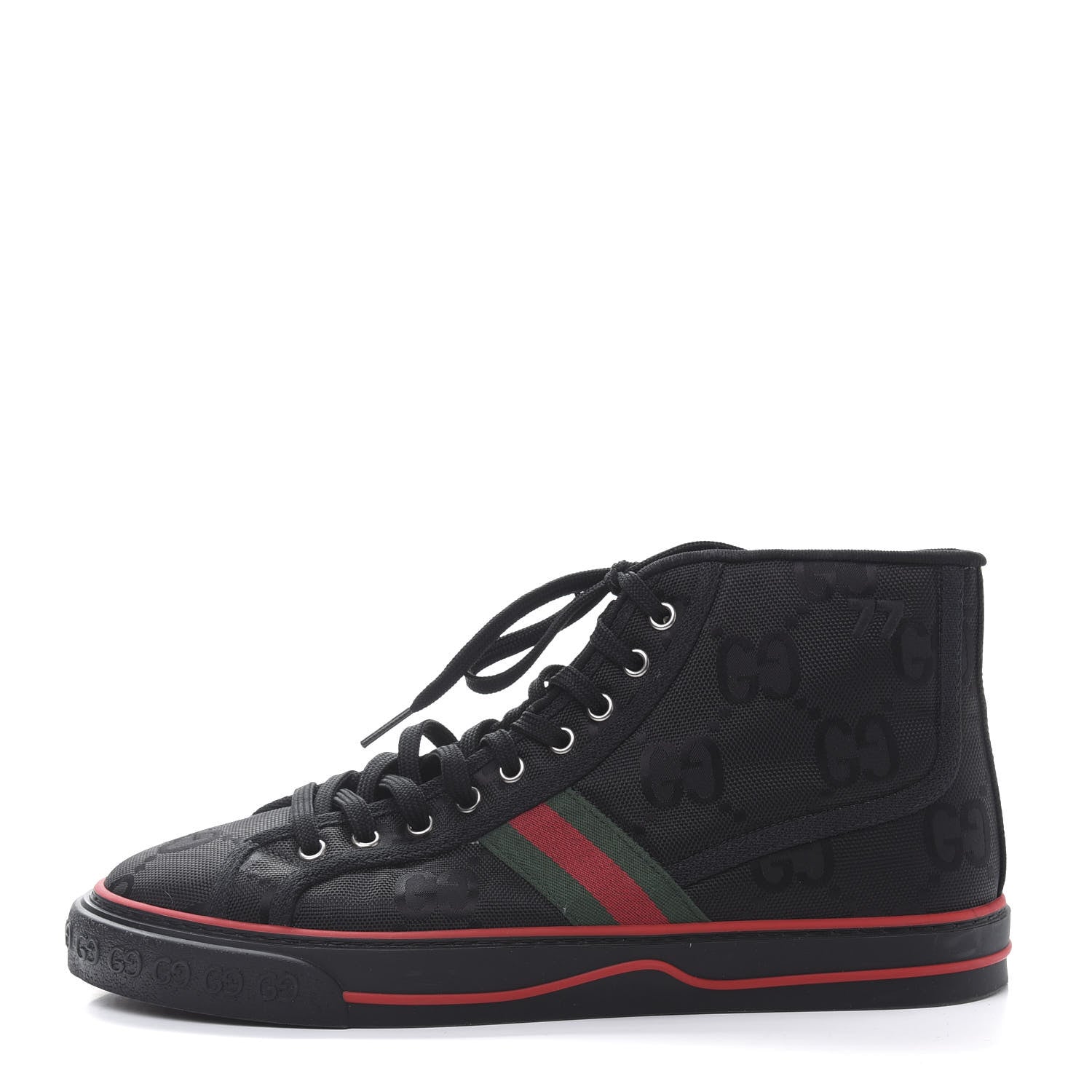 Gucci Econyl Nylon Web Monogram Off The Grid Mens 1977 Tennis High Top Sneakers 9.5 Black 1 of 7