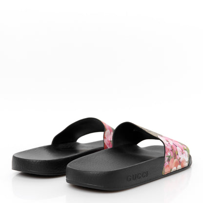Gucci GG Supreme Monogram Blooms Slide Sandals 38 Beige Multicolor 5 of 9