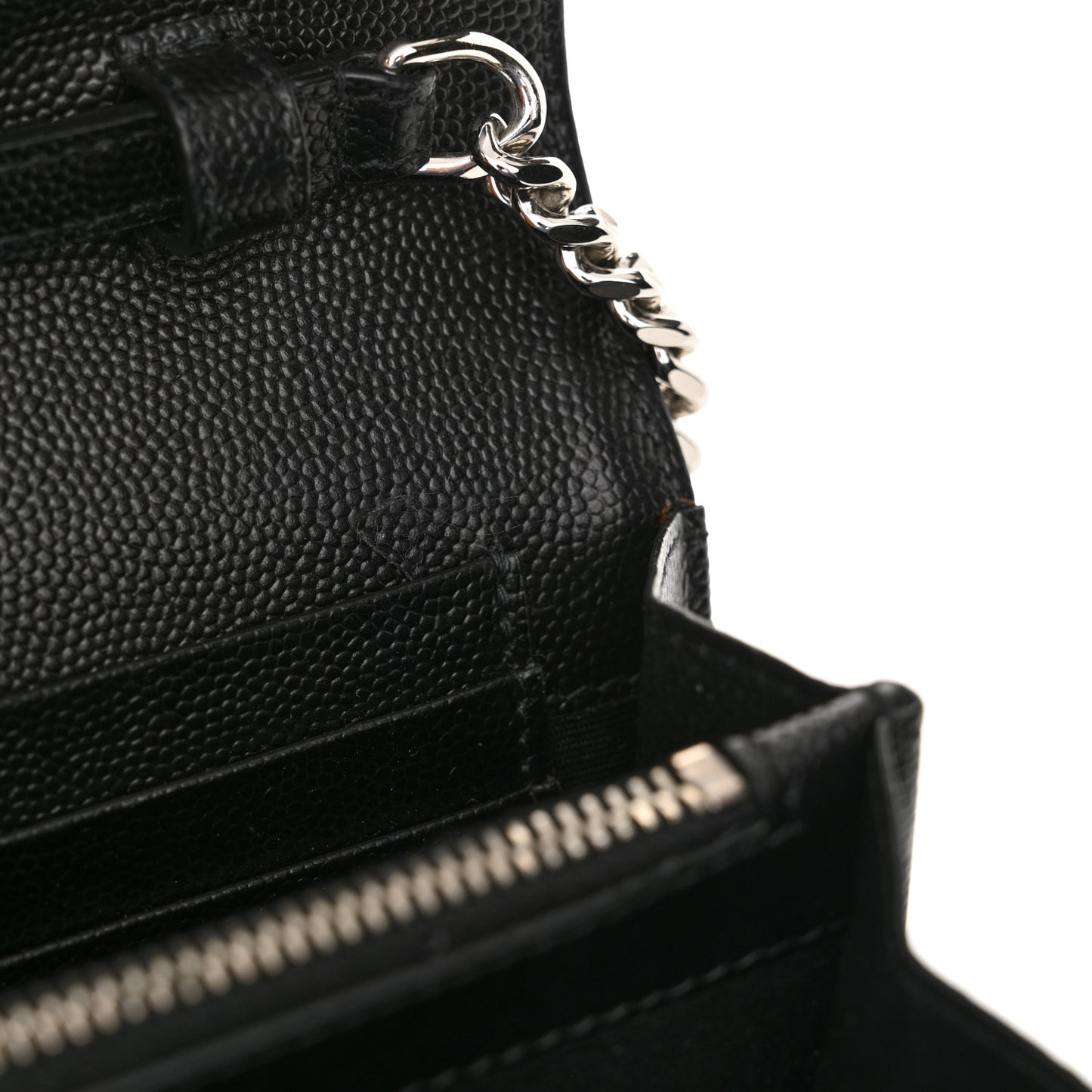 Grain De Poudre Matelasse Chevron Monogram Chain Wallet Black