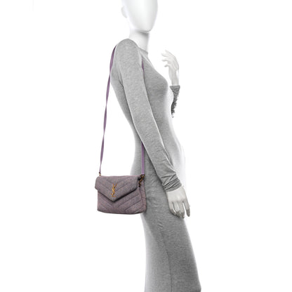 Saint Laurent Denim Y Quilted Monogram Toy Loulou Crossbody Bag Bleached Lilac 2 of 13
