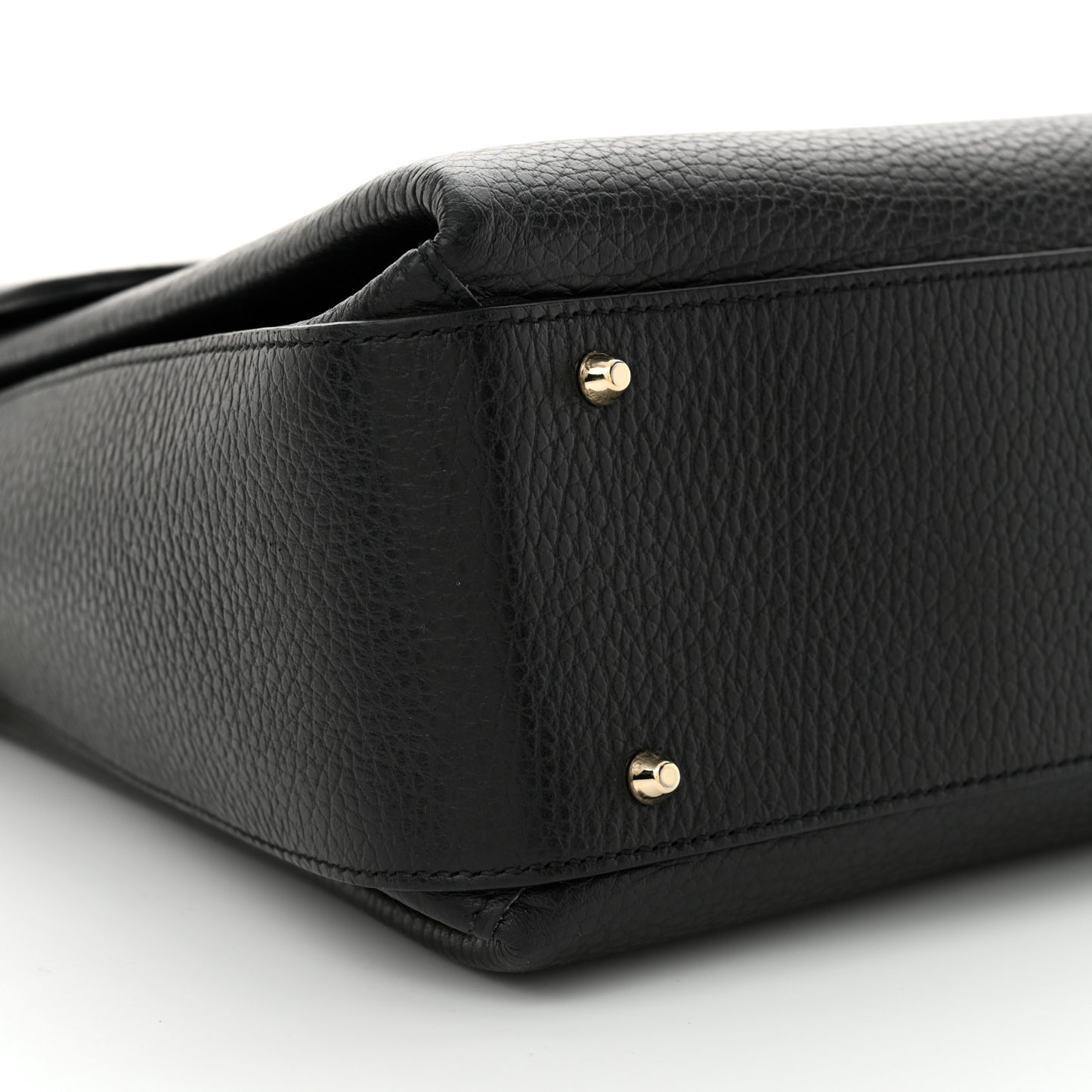 Dollar Calfskin Medium Interlocking G Top Handle Shoulder Bag Black