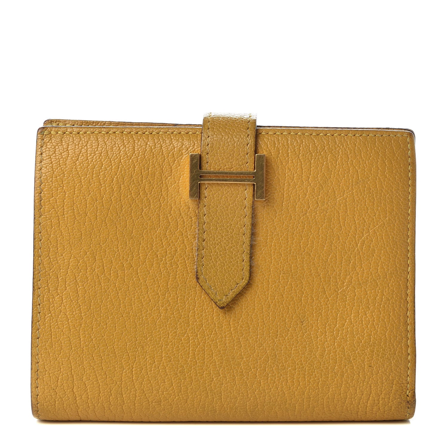 Hermes Chevre Mysore Bearn Compact Wallet Jaune Ambre 1 of 8