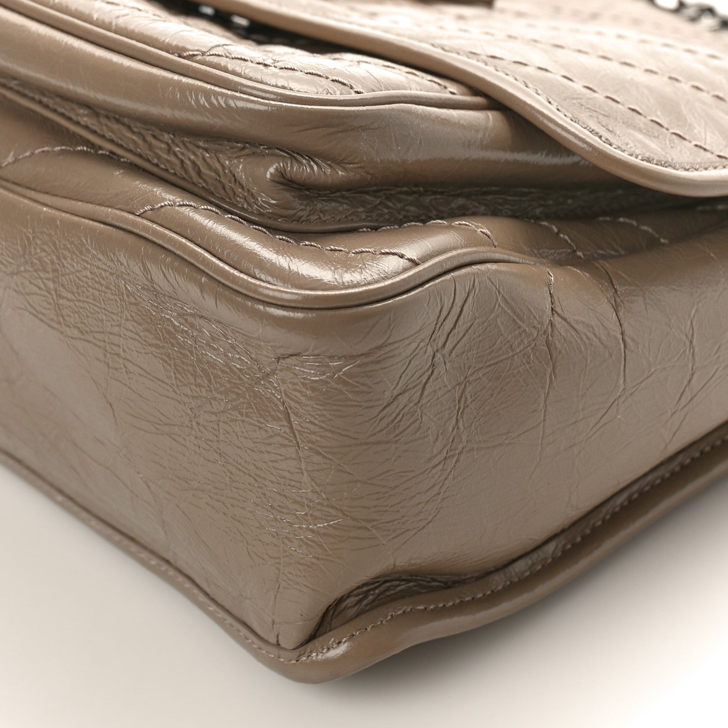 Saint Laurent Crinkled Calfskin Matelasse Monogram Medium Niki Chain Satchel Light Taupe 9 of 9