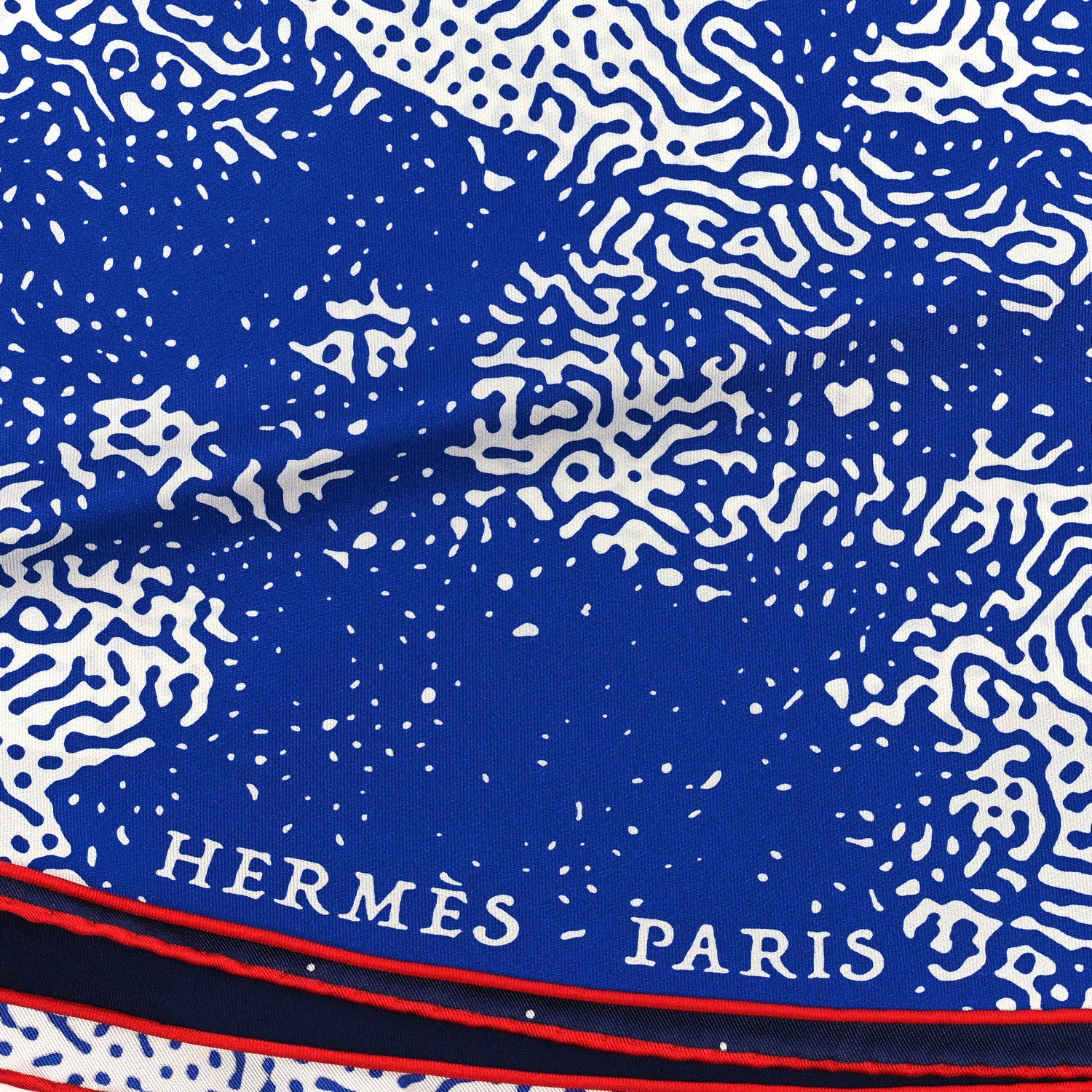 Hermes Silk Clair De Lune Round Scarf Marine White Rouge 2 of 4