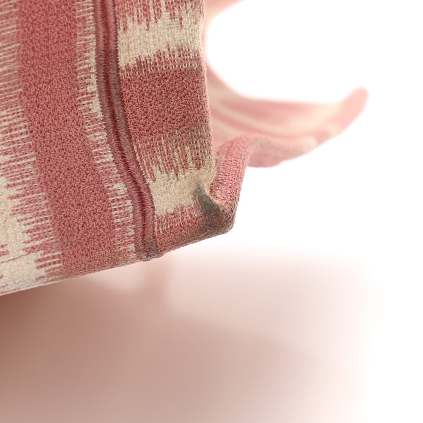 Canvas Embroidered Large Striped Book Tote Pink