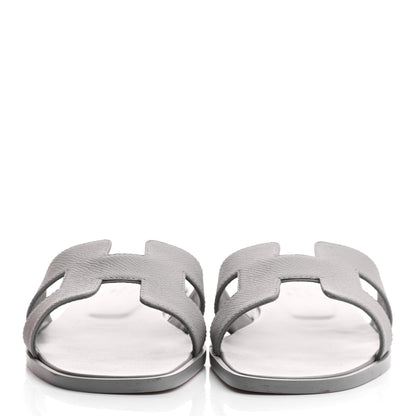 Hermes Epsom Oran Sandals 37.5 Bleu Glacier 2 of 8