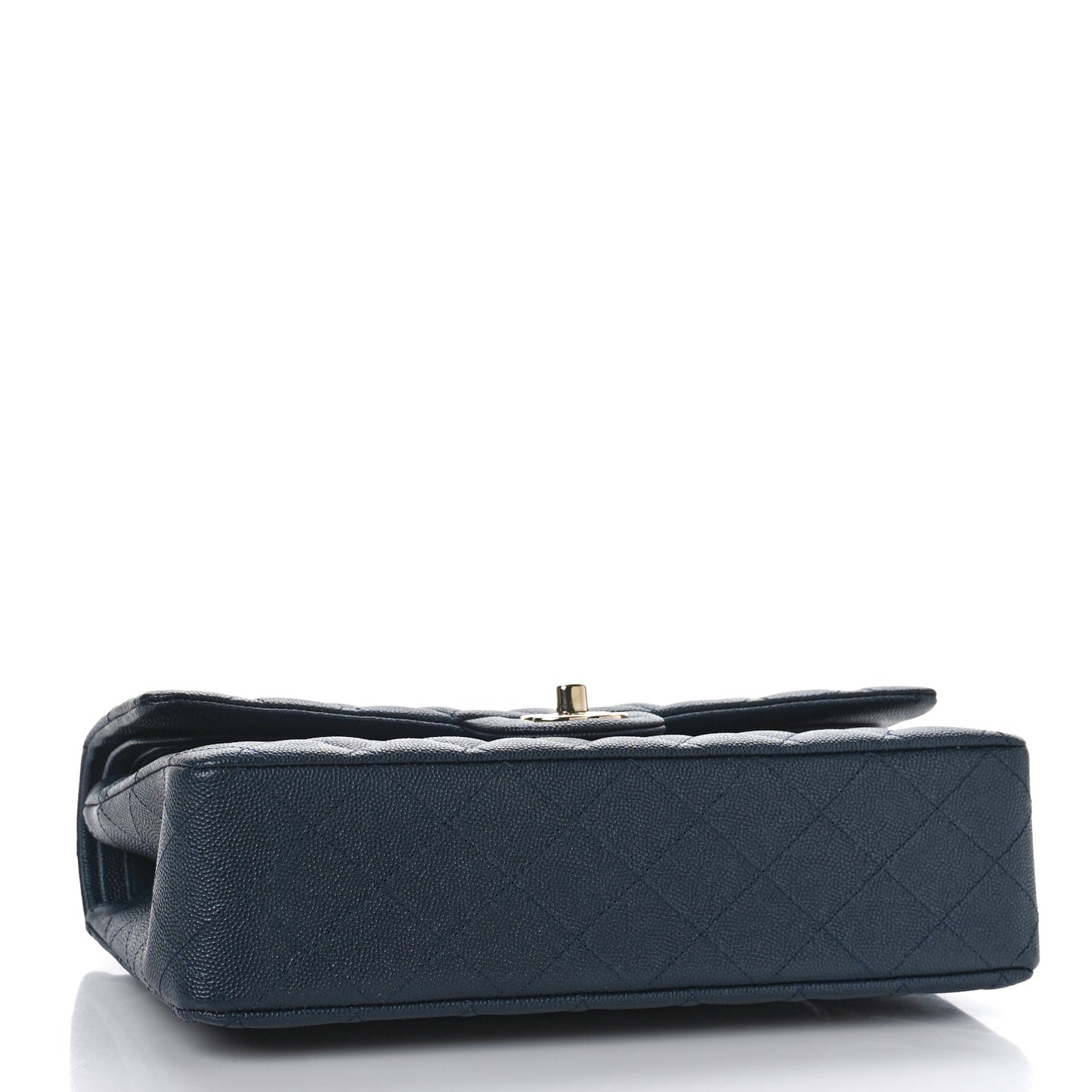 Caviar Quilted Medium Double Flap Dark Blue