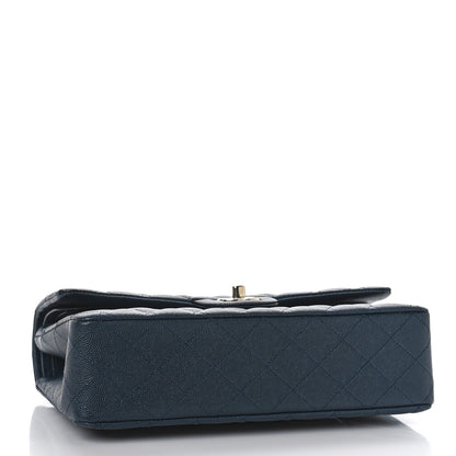 Chanel Caviar Quilted Medium Double Flap Dark Blue 3 of 8