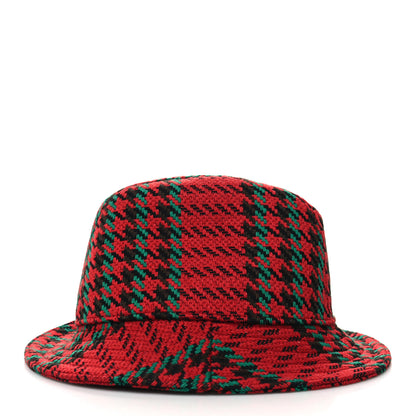 Gucci Tweed Wool Houndstooth Interlocking G Bucket Hat L Red Green 3 of 8