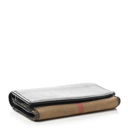Burberry Grainy Calfskin House Check Wellington Wallet Mahogany Black 3 of 10