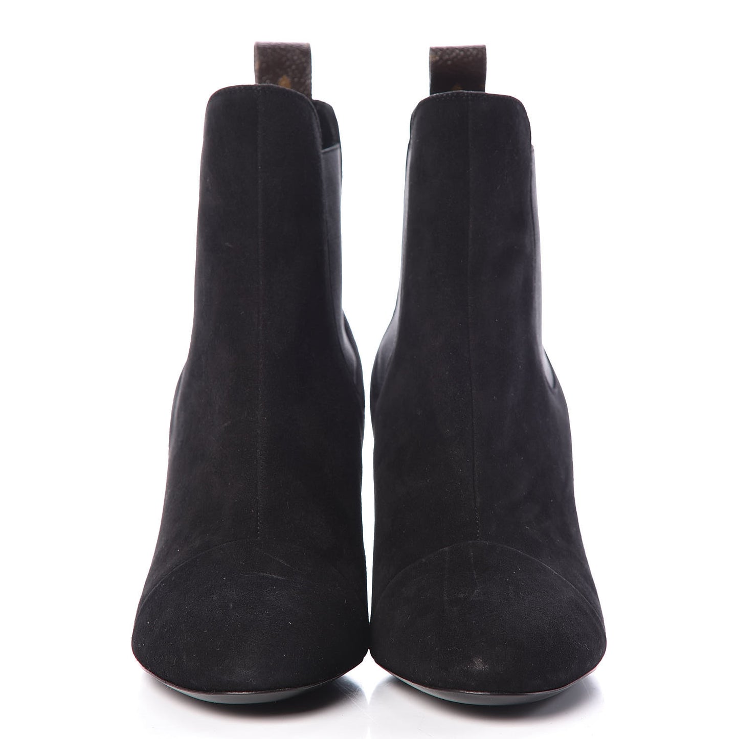 Suede Monogram Uniformes Cap Toe Chelsea 75mm Ankle Boots 36 Black