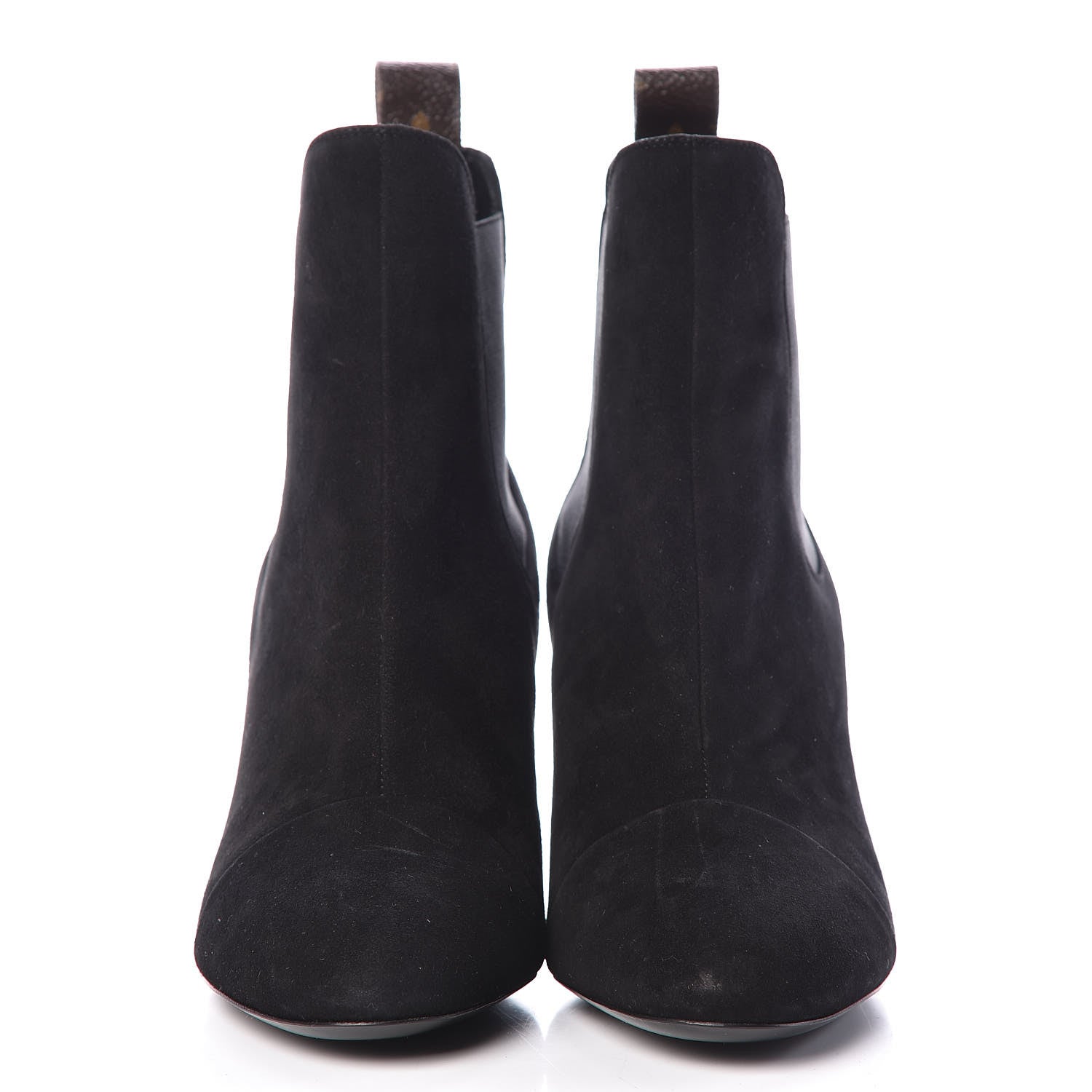 Louis Vuitton Suede Monogram Uniformes Cap Toe Chelsea 75mm Ankle Boots 36 Black 2 of 9