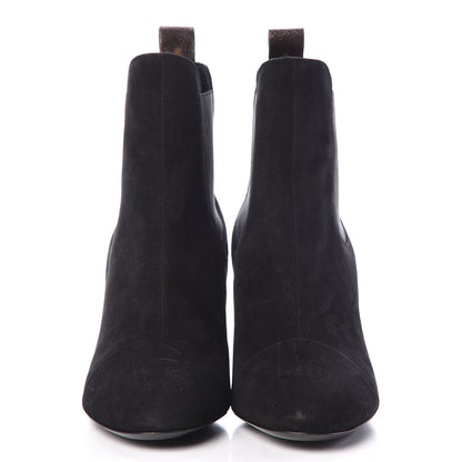Louis Vuitton Suede Monogram Uniformes Cap Toe Chelsea 75mm Ankle Boots 36 Black 2 of 9
