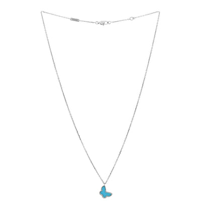 Van Cleef & Arpels 18K White Gold Turquoise Sweet Alhambra Butterfly Pendant Necklace 3 of 5