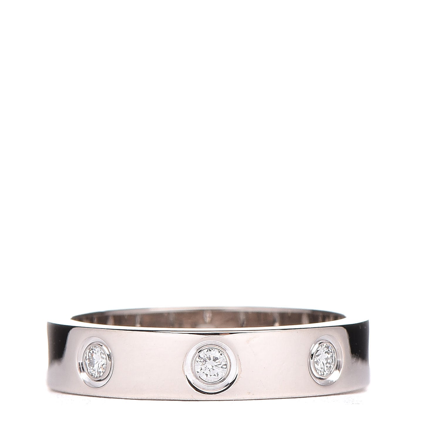 18K White Gold 8 Diamond 4mm Wedding Band LOVE Ring 50 5.25