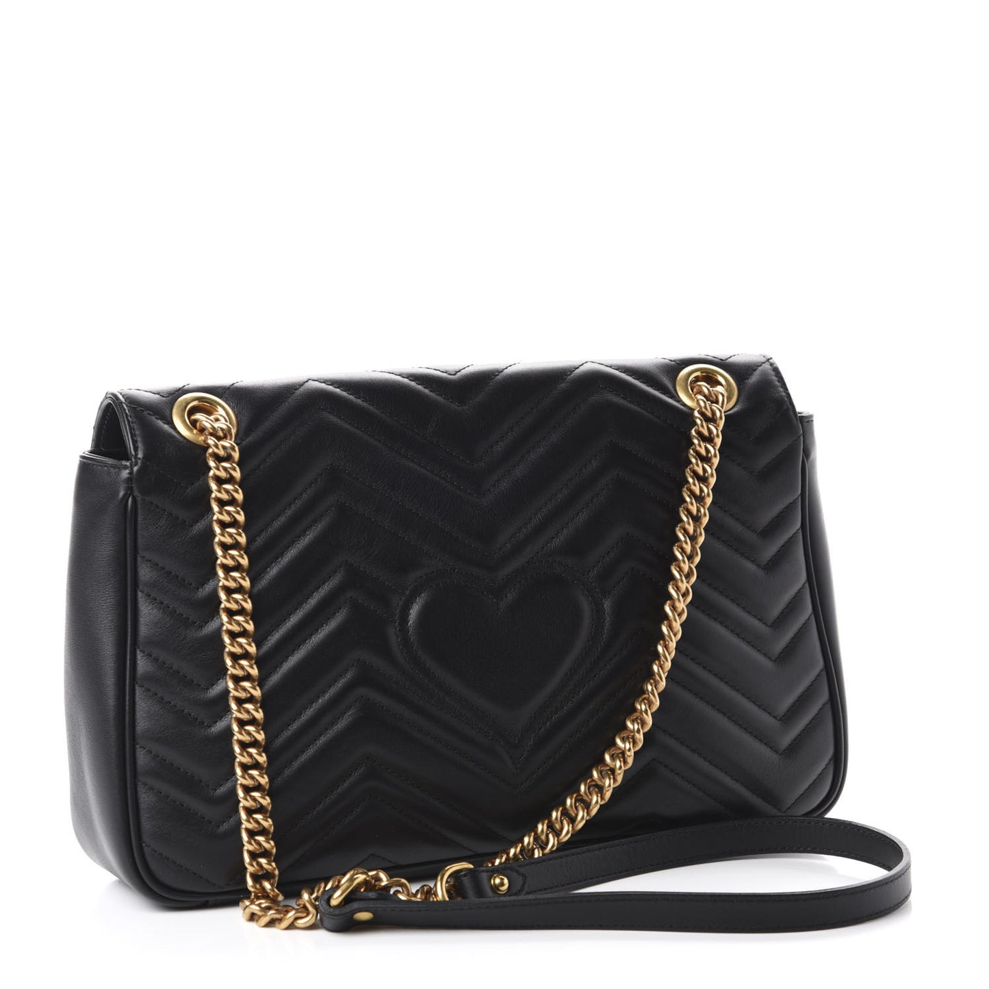 Calfskin Matelasse Medium GG Marmont Shoulder Bag Black