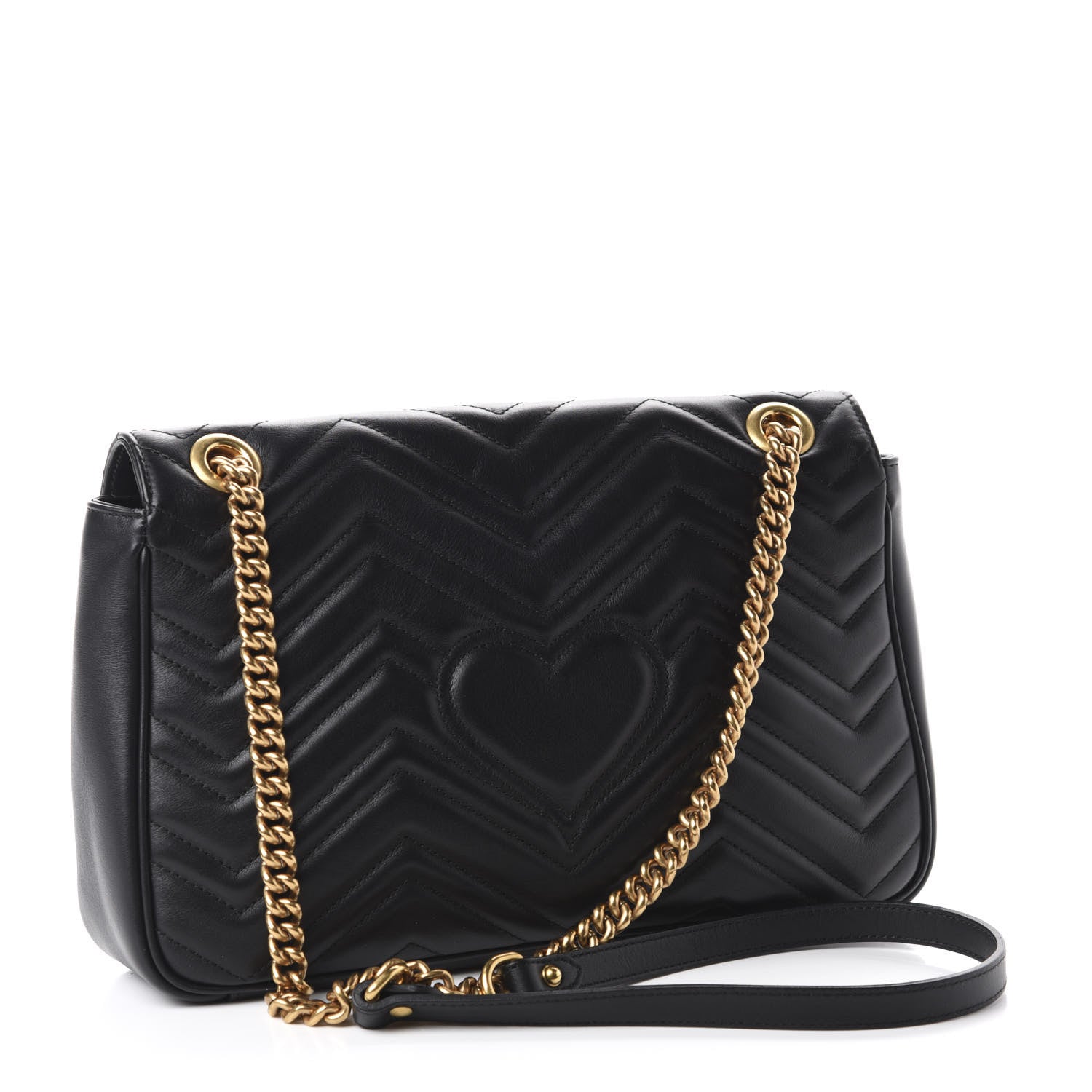 Gucci Calfskin Matelasse Medium GG Marmont Shoulder Bag Black 3 of 11