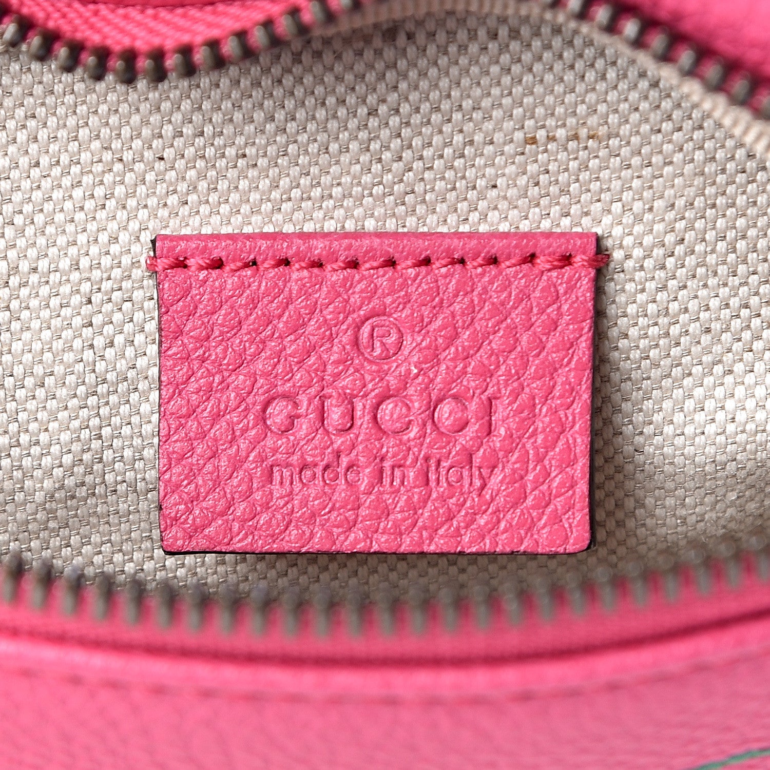 Gucci Grained Calfskin Small Logo Belt Bag Box Pink Green 5 of 10
