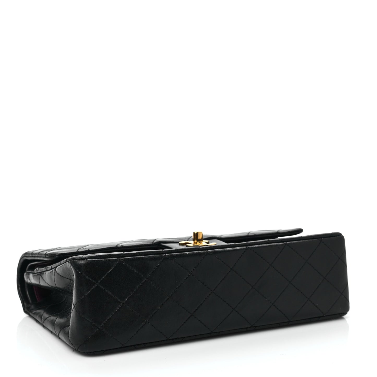 Lambskin Quilted Medium Double Flap Black
