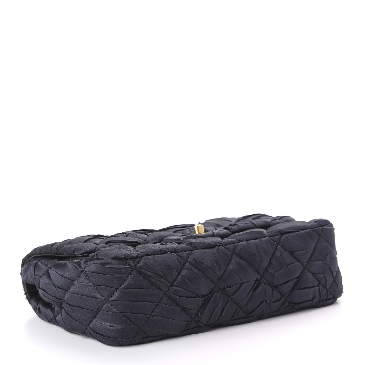 Chanel Satin Quilted Pleated Medium Single Flap Navy 4 of 10