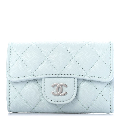 Chanel Caviar Quilted Classic 4 Key Holder Wallet Light Blue 1 of 9
