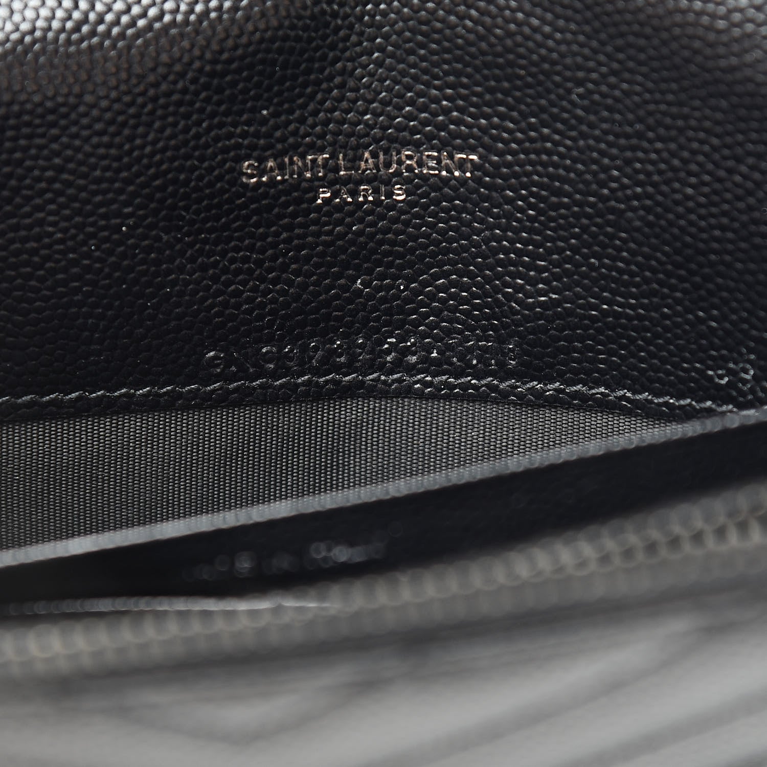Saint Laurent Grain De Poudre Matelasse Chevron Monogram Envelope Chain Wallet Black 7 of 13