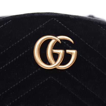 Gucci Velvet Matelasse GG Marmont Belt Bag 85 34 Black 10 of 10