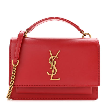 Saint Laurent Calfskin Monogram Sunset Chain Wallet Rosso 1 of 10