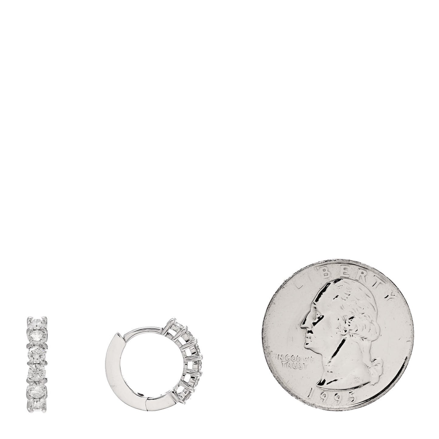 18K White Gold Diamond .70ct Huggie Hoop Earrings