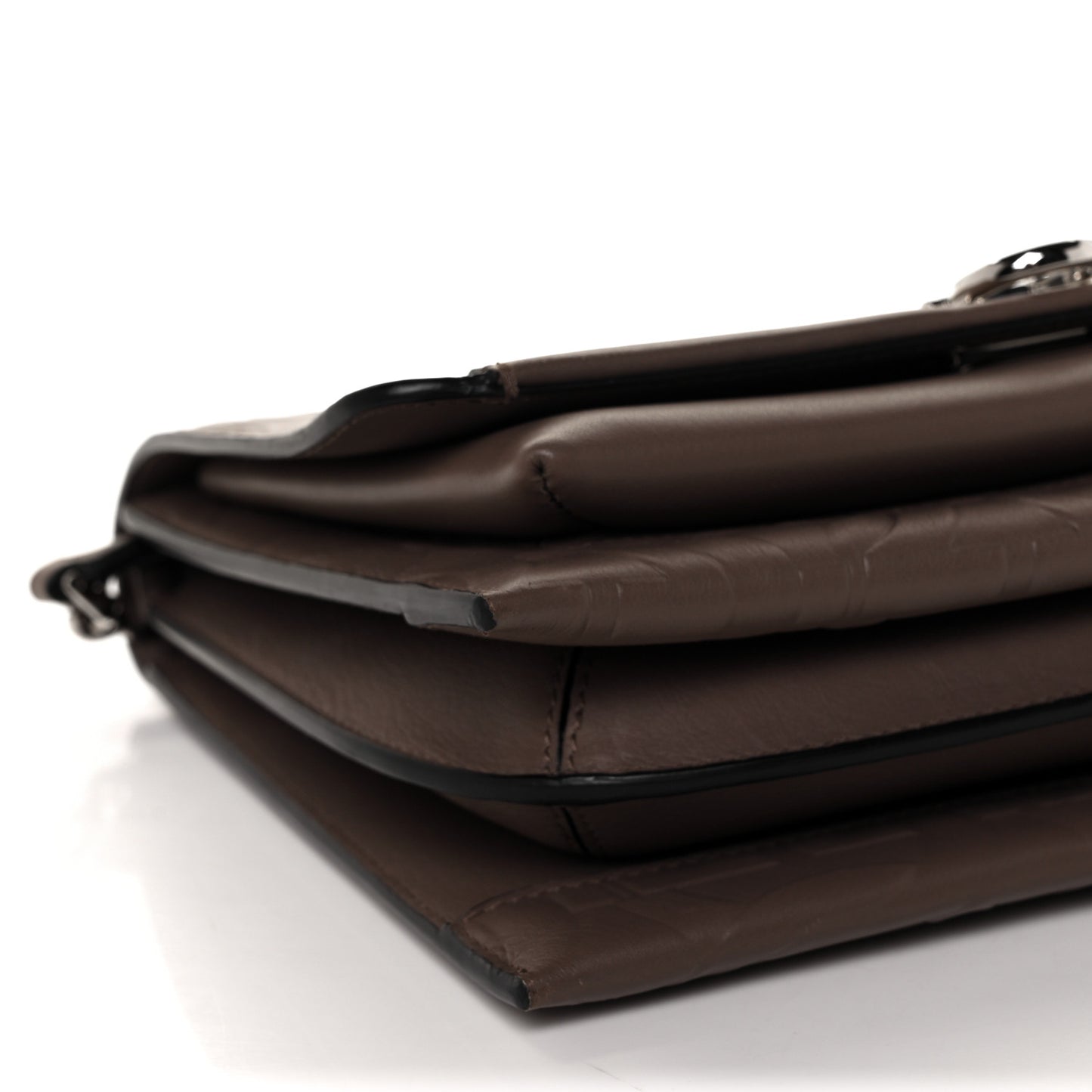Calfskin Gancini Embossed Trifolio Bag Caraway Seed
