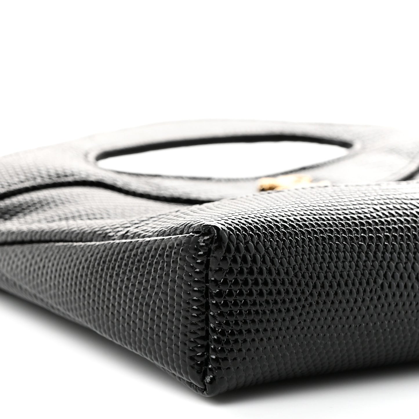 Calfskin Lizard Embossed Quilted Nano 31 Shopping Bag Black