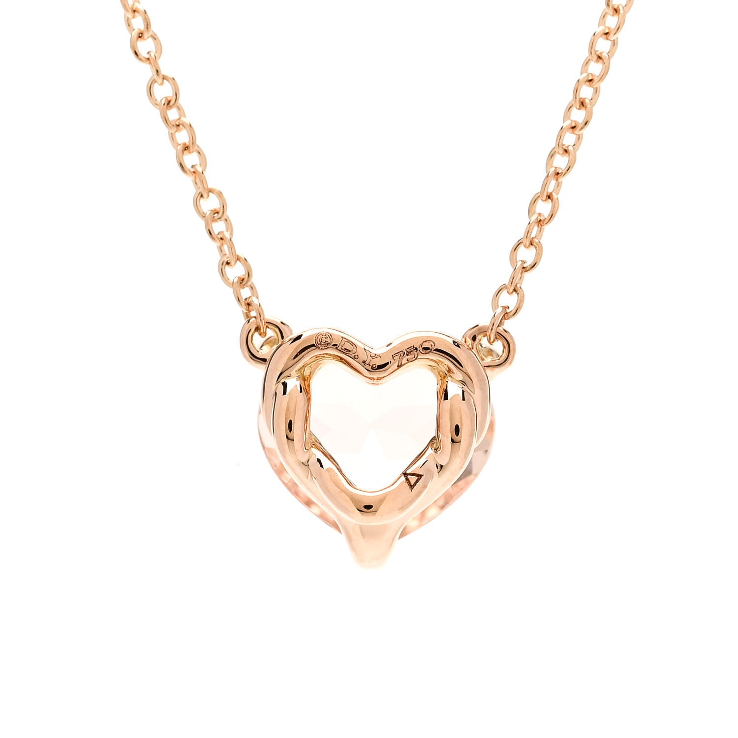 David Yurman 18K Rose Gold Morganite 8mm Chatelaine Heart Pendant Necklace 4 of 4