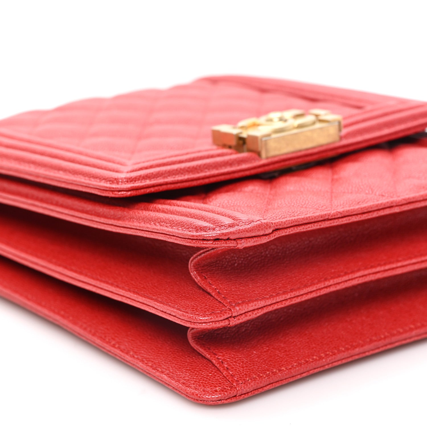 Chanel Caviar Quilted North South Boy Flap Red 9 of 10